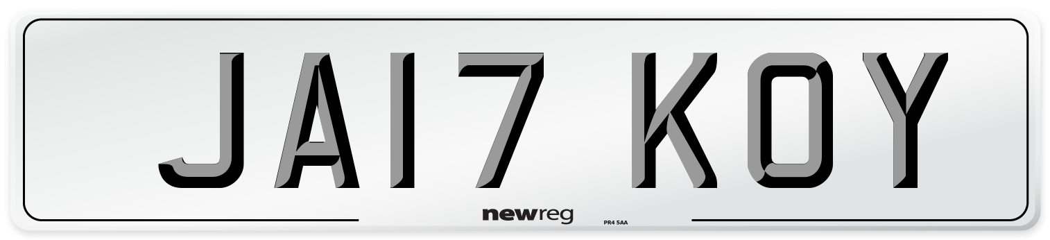 JA17 KOY Number Plate from New Reg